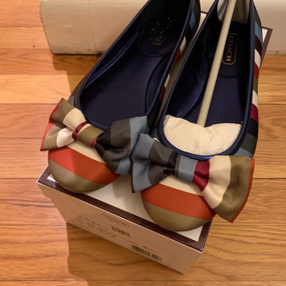 Coach - Colorful Striped Bow Flats